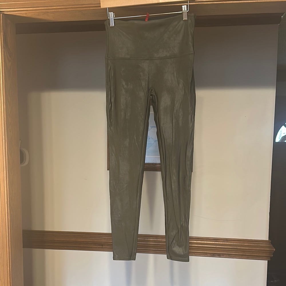 Olive Green High-Waisted Spanx Leggings